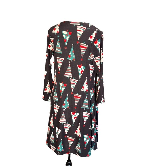 North Pole Black Tunic Mini Dress Christmas Trees Ugly Sweater Party Medium - Picture 3 of 6